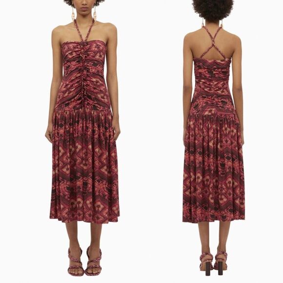 NEW Ulla Johnson Dress Marcella Wild‎ Rose Pink Print Halter Midi Dress Size 2 - Picture 7 of 12